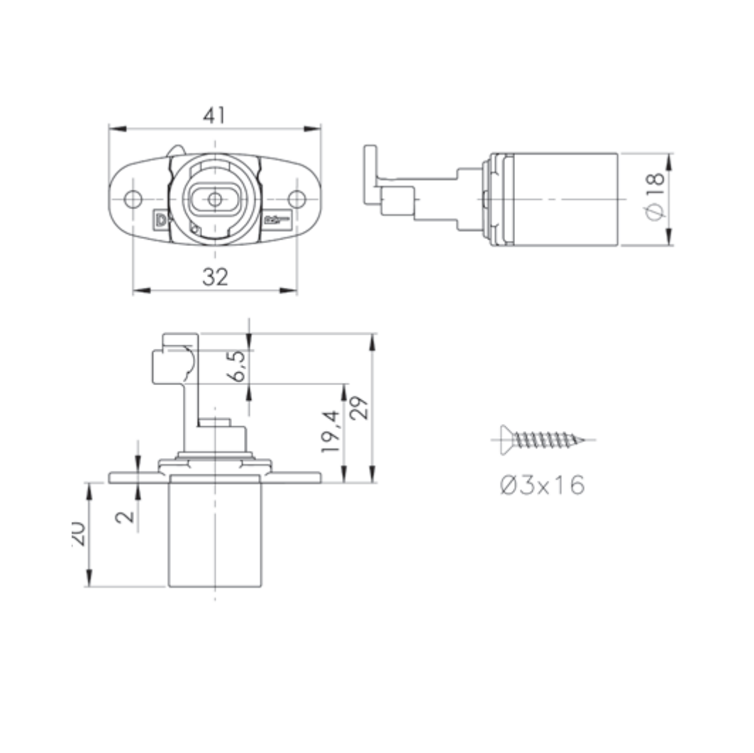 Zentralverschluss für Rollcontainer, Bürocontainer und Schubladen Zeichnung von BURG